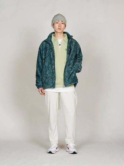 CALEE 「ALLOVER SPIRAL PATTERN FLEECE JACKET」 フリースジップ