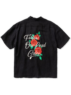 CALEE 「R/L FOL Embroidery S/S shirt」 オープンカラーシャツ