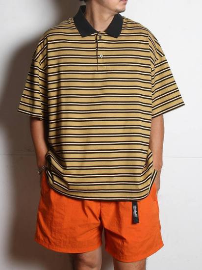 CALEE 「Drop shoulder narrow pitch border polo shirt」 ドロップ