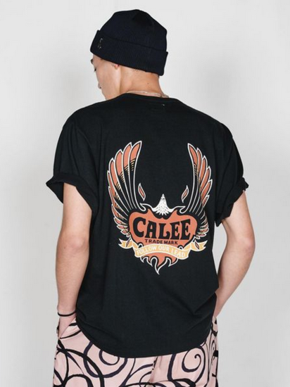 CALEE 「Binder neck CALEE wing emblem vintage t-shirt -Naturally