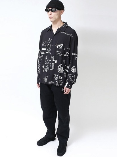 HIDEANDSEEK 「Diary L/S Shirt」 グラフィック オープンカラー