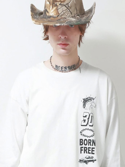 HIDE&SEEK Mesh L/S Shirt スポーツロングスリーブシャツ HIDE AND SEEK - 30 L/S Tee (BLACK) / プリント ロングスリーブ