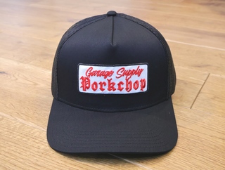 帽子 PORKCHOP O.E. WAPPEN MESH CAP PORKCHOP/O.E. WAPPEN MESH CAP（BLACK/GRAY）［ワッペンメッシュ