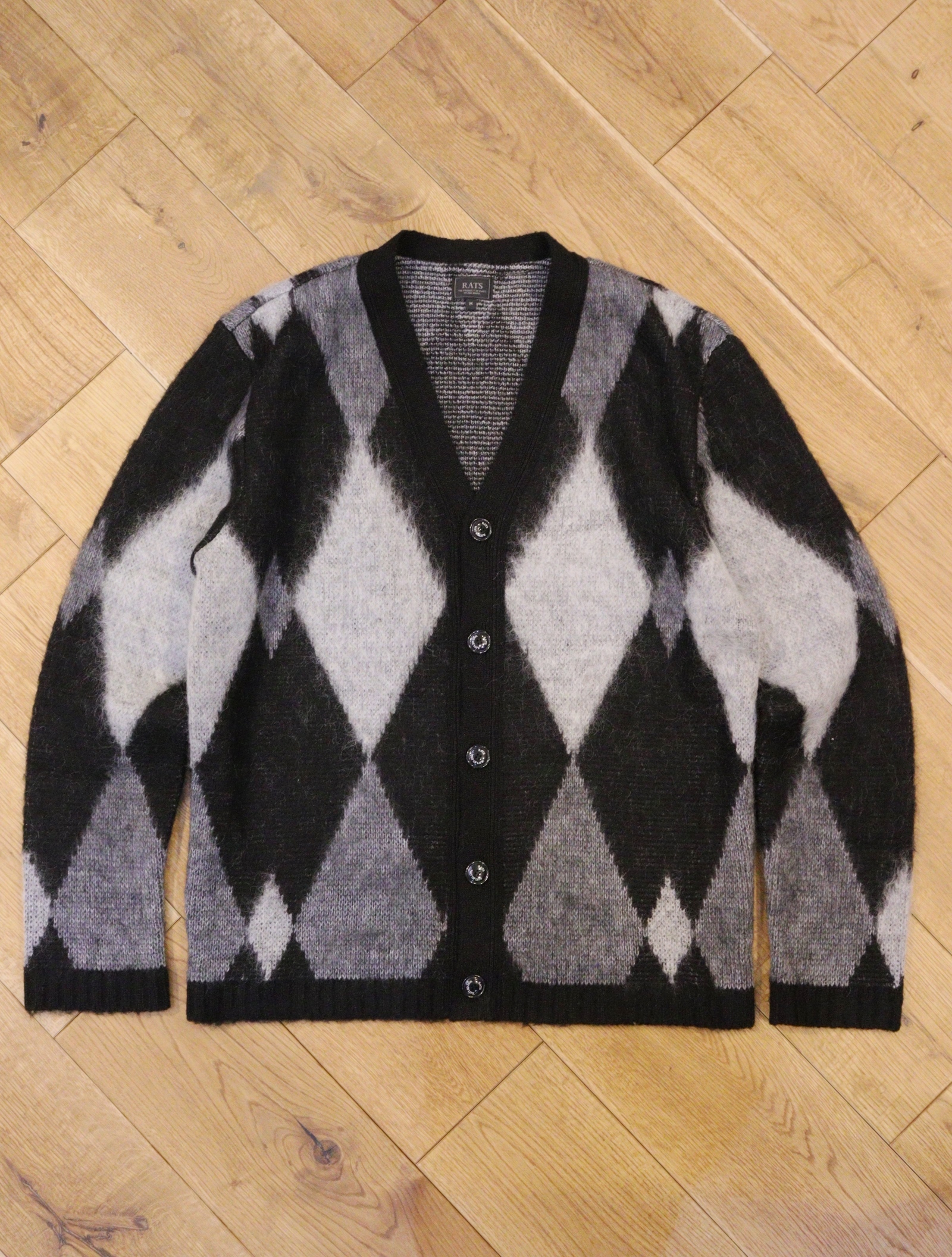 RATS　「ARGYLE MOHAIR KNIT CARDIGAN」　モヘアカーディガン