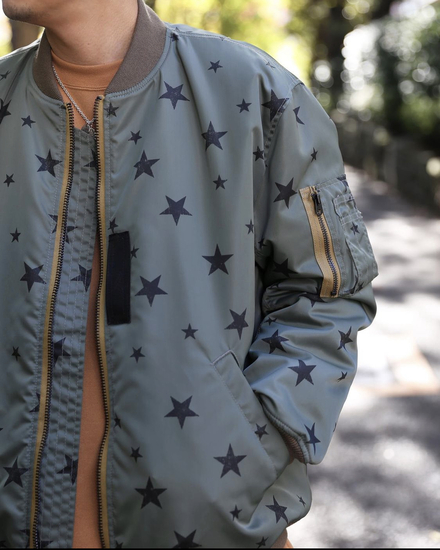 NEW YEAR ITEM !! 】 CALEE 「Allover star pattern MA-1 type flight 