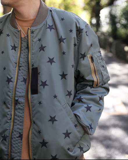 NEW YEAR ITEM !! 】 CALEE 「Allover star pattern MA-1 type flight